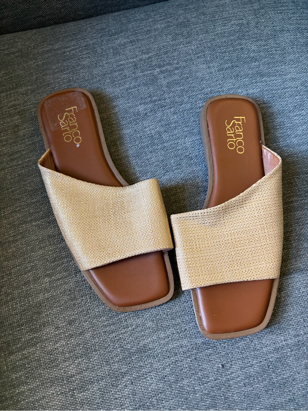 Franco Sarto Women's Beige Slide Sandals